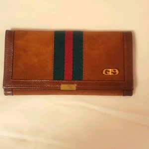 Gucci Brown Key & Card Holder with Red and Green Stripe